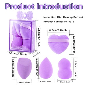 Juego de licuadora de maquillaje de 5 uds. Más vendido Love Puff flocado cojín de aire esponja de base polvo <span class=keywords><strong>seco</strong></span> húmedo Puff triángulo gota cuadrada - Product Image 6
