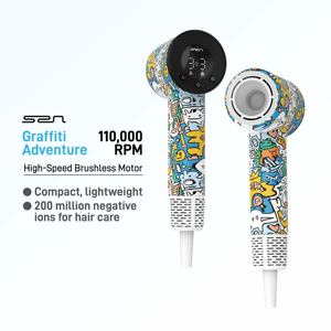 ไดร์เป่าผมขนาดเล็ก ความเร็วสูง ลายกราฟฟิตี ราคาขายส่ง - Product Image 1