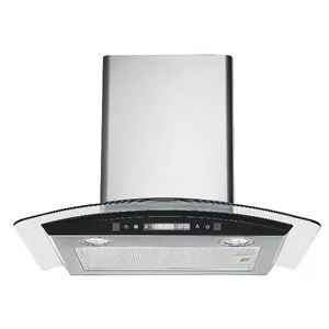 S/S Curved Glass Cooker Hood Range Hood For Kitchen House Used Extractor Hood Traditional Electric Chimney