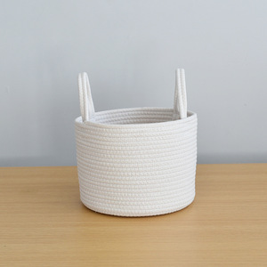 Clothing Organizer Round Cotton <b>Storage</b> <b>Basket</b> With Handles Portable Laundry <b>Basket</b> <b>For</b> Clothes Toys <b>Storage</b> - Product Image 2