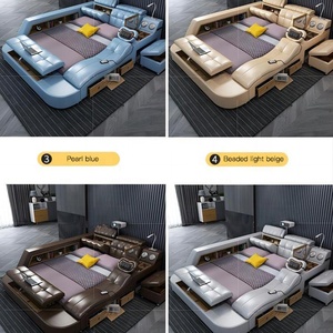 Nuevo estilo, diseño moderno, muebles multifunción para hotel, marco de madera, masaje, cuero eléctrico, cama doble suave con almacenamiento - Product Image 4