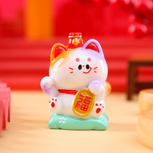 Zhao * Caifu Meow Piccoli Ornamenti per Console <span class=keywords><strong>Auto</strong></span>, Regali di Capodanno, Decorazioni Artigianali in Resina, Prima Generazione - Product Image 4