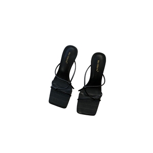 Nouvelles sandales gladiateur d'été pour femmes à talons aiguilles, bout carré ouvert, bride de cheville à boucle, bande étroite en maille - Product Image 6