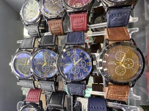 Orologio da uomo in acciaio inossidabile con cronografo, cinturino in pelle, cassa rotonda, quadrante blu - Product Image 3
