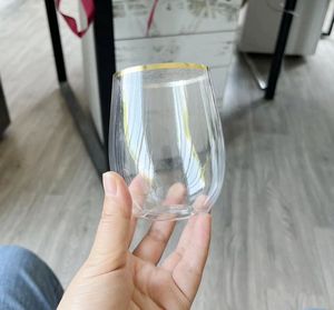 Verre à vin incassable en <span class=keywords><strong>plastique</strong></span> PET à bord doré de 12oz Flûtes à <span class=keywords><strong>champagne</strong></span> et whisky en <span class=keywords><strong>plastique</strong></span> sans pied pour bar - Product Image 3
