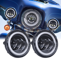 Phare Antibrouillard LED 4,5 Pouces avec Yeux d'Ange, Feux de Croisement DRL pour Harley Davidson Daymaker, Lampe Antibrouillard Moto avec Œil d'Ange