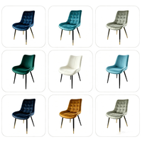 Chaise de salle à manger en velours style nordique, rembourrage matelassé losanges, pieds en métal, chaise d'appoint confortable pour salle à manger et projets hôteliers