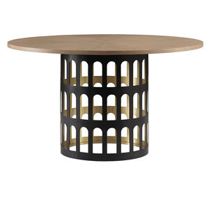 Table à manger ronde en bois massif robuste avec finition lisse et imperméable pour la décoration de la maison, les cafés et les restaurants - Product Image 1