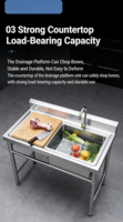 Évier de cuisine autoportant en acier inoxydable 201/304 de haute qualité, finition polie, auto-nettoyant, durable et personnalisable