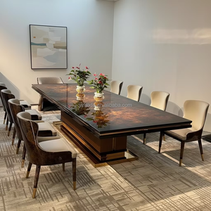 <strong>Luxury</strong> Brown Lacquer Pattern Antique <strong>Dining</strong> Table Modern <strong>Luxury</strong> Villa <strong>Dining</strong> Room Furniture <strong>Set</strong> with <strong>6</strong> 8 10 12 <strong>Dining</strong> <strong>Chairs</strong> - Product Image 2