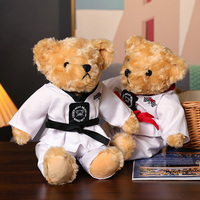 Ours en peluche de karaté de 25 cm, ours en peluche adorable, cadeaux pour les enfants de taekwondo, cadeaux de ceinture noire pour les filles et les garçons