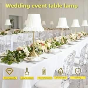 <span class=keywords><strong>Lampe</strong></span> de <span class=keywords><strong>table</strong></span> sans fil pour mariages, avec abat-jour en tissu et luminosité réglable, idéale pour les décorations de mariage. - Product Image 3