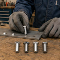 Rivets à tête ronde solides en acier au carbone, finition naturelle, plusieurs tailles pour la connexion de machines