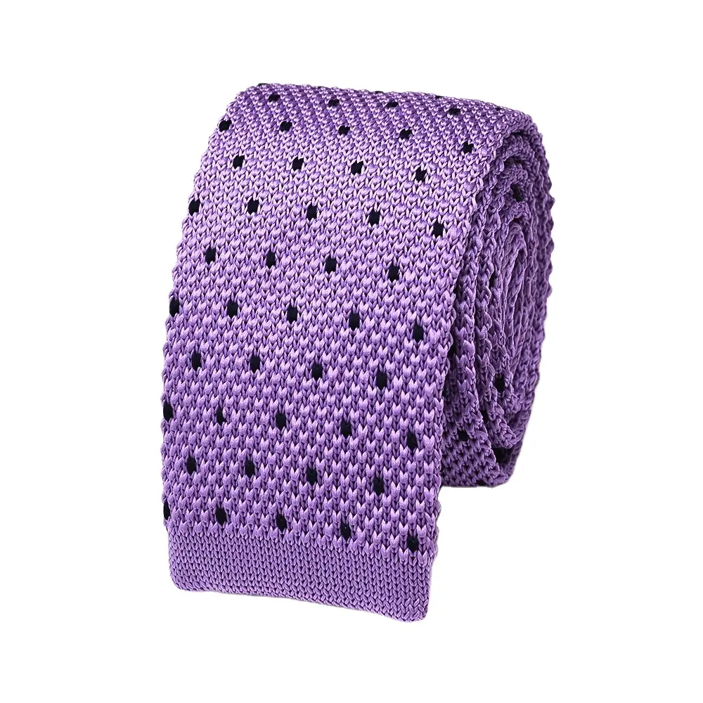 Yili China Factory Custom Made Seamless Purple Polyester Silk Men Polka Dot Point Knit Tie