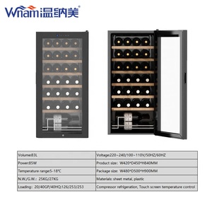 Enfriador de Vino con Compresor para 28 Botellas, 110V~240V, Acero Inoxidable Negro, Independiente, Empotrable, para el Hogar - Product Image 2