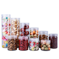 Envases cilíndricos vacíos de PET con tapas de rosca en varias capacidades (50g-500g) de grado alimenticio para hierbas y alimentos