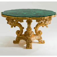 Tables d'appoint rondes en marbre vert naturel Table d'appoint de style rococo bien conçue pour le salon Tables d'appoint en bois