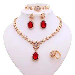 Elegant alloy 4 pieces woman fashion 'jewelery' necklace set evening mothers day jewelry set necklace sets for women jewelry