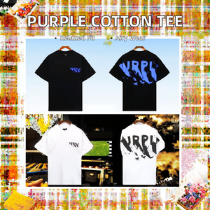 เสื้อยืดแขนสั้นสีม่วงสำหรับผู้หญิง ดีไซน์เนอร์ คุณภาพสูงสุด ผ้าฝ้าย 100% ระบายอากาศได้ดี ผ้าถัก ลายพิมพ์ลำลอง สำหรับคู่รัก - Product Image 2