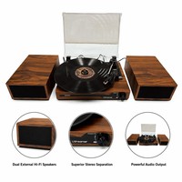 Tourne-disque vinyle sans fil Udreamer à 3 vitesses, lecteur de disques minimaliste scandinave équipé de haut-parleurs indépendants