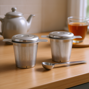 <b>Tea</b> Filters Stainless Steel Set Of 2 With Measuring Spoon For Loose Leaf <b>Tea</b> <b>Infusion</b> - Product Image 3