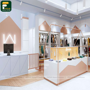 Étagère de présentation de vêtements de luxe pour boutique de mode, comptoir de vêtements, armoire à vêtements, meuble en verre, mobilier de vente au détail - Product Image 1