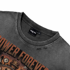 T-shirts pour hommes respirants en coton surdimensionnés, style punk vintage, imprimé graphique, délavé à l'acide, effet vieilli, vêtements de haute qualité pour la vente en gros - Product Image 3