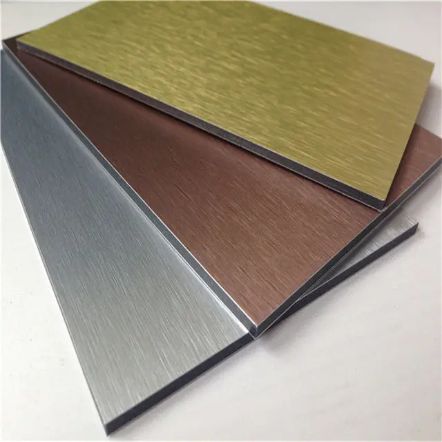 Business Hotel Engineering Material Gold Brush Coated Alucobond 1220x2440mm Aluminum Plastic Composite Panel acp/acm sheets