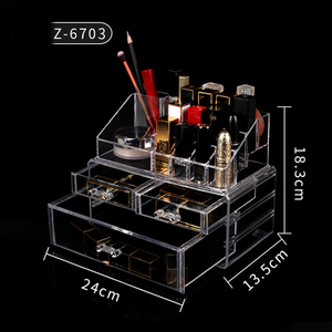 Organisateur de rangement cosmétique en <span class=keywords><strong>plastique</strong></span> transparent à double niveau pour comptoir ou <span class=keywords><strong>commode</strong></span> de salle de bain - Product Image 3