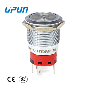 Nút nhấn kim loại chống nước LA130-19J-11tdp Nút chiếu sáng 19mm với biểu tượng nguồn, tự khóa IP65 - Product Image 1