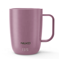 Mug Pintar Pengontrol Suhu 2, Bebas BPA, Dapat Dicuci, Daya Tahan Baterai 80 Menit, 10 Oz, Mug Kopi Panas Kontrol Tombol, Mug Espresso