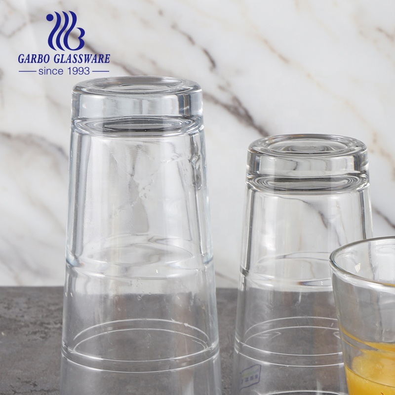Europe supermarket classic style highball glass cup bamboo joint engraving design glass tumbler series with 4 sizes mass produce