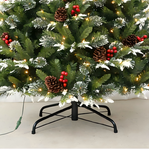 Albero di Natale Invernale Innevato con Pigne e Bacche, Supporto Robusto per Atmosfera Festiva Rustica - Product Image 6