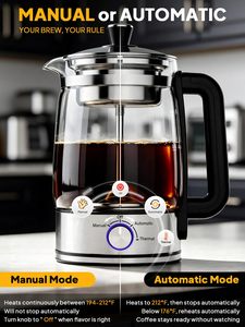 Bouilloire électrique portable à vapeur automatique en verre borosilicate de 1,3 L, bouilloire électrique pour faire bouillir l'eau - Product Image 5