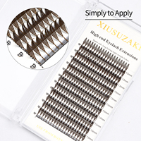XIUSUZAKI Personnalisation Marque Privée Cils en Plume Manga Effet Spire 0.07mm Vison Cachemire Doux Éventails Pré-faits 8-15mm Marron Cil Spire Comic