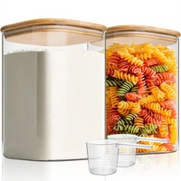 Lot de 2 bocaux en verre à large ouverture de 3 L pour l'organisation du garde-manger, pour pâtes, céréales, aliments secs, farine, sucre, café