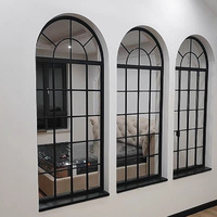 Ventana Francesa Arqueada de Aluminio con Vidrio Aislante, Marco con Rotura de Puente Térmico, Ventanas de Doble Acristalamiento Antirrobo para Casas