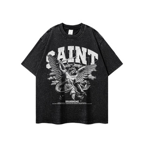 T-shirt Vintage Stile Americano con Stampa Retrò, Lavaggio Intenso e Effetto Invecchiato, in Puro Cotone, Manica Corta, Marca Trendy per <span class=keywords><strong>Uomo</strong></span> - Product Image 4