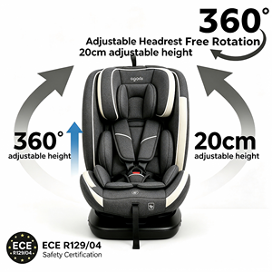 Siège <span class=keywords><strong>auto</strong></span> bébé Ogolee OG801A ECE R129 I-Size <span class=keywords><strong>360</strong></span>° <span class=keywords><strong>pivotant</strong></span> 40-150cm <span class=keywords><strong>ISOFIX</strong></span>+Top Tether convertible Groupe 0+123 Poids max. 36kg - Product Image 3