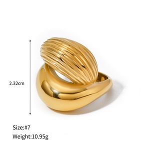 Anillo geométrico ajustable personalizado Vintage de acero inoxidable de alta calidad para mujer <span class=keywords><strong>con</strong></span> <span class=keywords><strong>cadena</strong></span> cruzada chapada en oro joyería apilable - Product Image 3