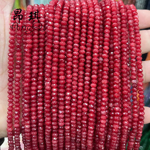 Tira de Cuentas de Calcedonia en Forma de Ábaco de 4x2mm, Abalorios de Piedras Preciosas Espaciadoras Rondelle Facetadas Multicolor para Fabricación de Collares - Product Image 6