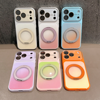 Coque de téléphone dégradée pour iPhone 13 14 15 16 17 18 Pro Max 360 °   Support magnétique rotatif, protection d'appareil photo, coque antichoc