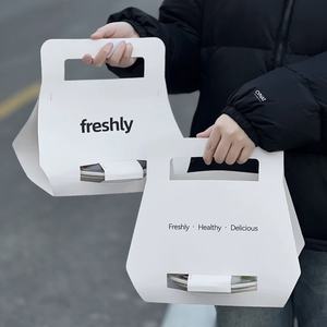 Tazón de pulpa de yogur de comida ligera desechable con impresión personalizada para ensaladas para comida fría para llevar caja de embalaje de mano con asa - Product Image 2