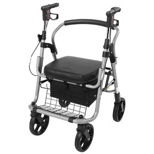 Lightweight Aluminum Alloy <b>Rollator</b> <b>Walker</b> <b>With</b> <b>Seat</b> And Basket For Elderly Mobility Assistance - Product Image 1