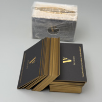 Cartes de Visite Noires Personnalisées Bordure Dorée Logo en Relief Impression en Taille-Douce Processus de Marquage à Chaud Design Gratuit Carton