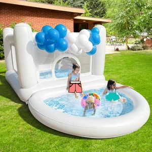 PVC <b>Inflatable</b> Jump House 157.5*68.9*59 Inch White Color for Kids Playing Indoor Outdoor Waterproof Outdoor Toddler Toys - Product Image 1