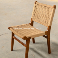 Usine de gros cadre en bois massif tissé papier cordon siège rotin chaise de salle à manger pour la maison Restaurant café