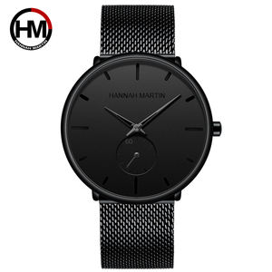 Nouvelle montre à quartz pour homme Hannah Martin 2026, design simple et sportif, étanche, en acier inoxydable, avec petit cadran en maille noire - Product Image 6