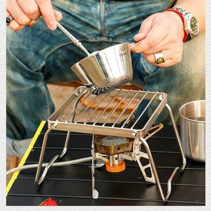 Réchaud à gaz portable pliable en acier inoxydable pour l'extérieur, barbecue avec support de fixation pour brûleur - Product Image 5
