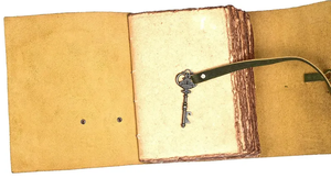 Vintage Leather Grimoire Journal with Skeleton Key Lock Handmade Deckle Edge Book of Shadows, Antique Spell Writing Notebooks - Product Image 3